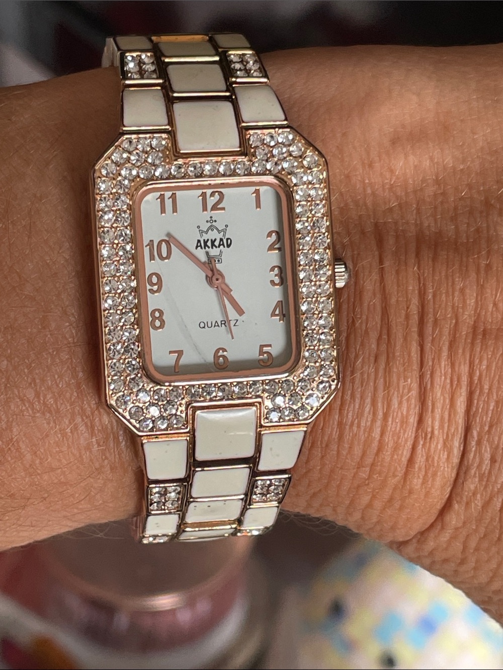 Cream and Gold Crystal Bracelet Watch